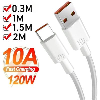 Android 120 Вт 10 А USB на Type-C Кабель Super Fast Charging Для Huawei P40 Honor Data Cord Для Xiaomi Redmi 0,3/1 м/1,5 м/2 м