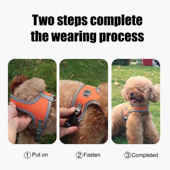 No-Pull Dog Harness Breathable Dog Harness with Reflective Leash Adjustable Fit Mesh Vest Harness