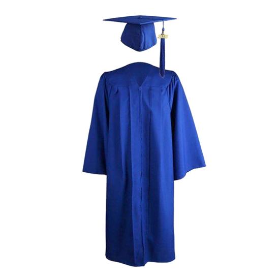 Bachelor Uniform with Hat V Neck Knee Length Long Sleeve Hidden Button Liberal Arts Student Graduation Robe Doctor Master Graduation Party Clothes