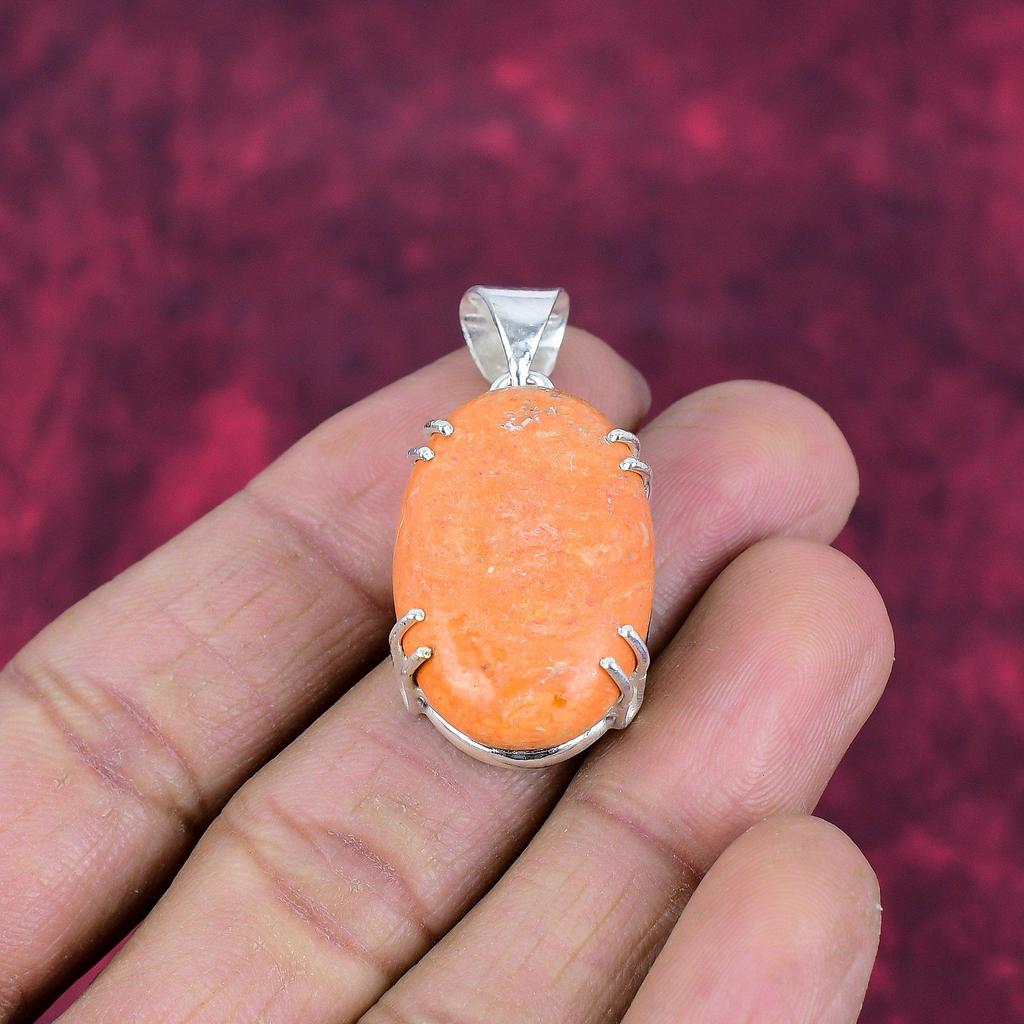 Подвеска из красного коралла с губкой, ювелирные изделия из драгоценных камней, кулон из стерлингового серебра 925 пробы, подарок для женщин, кулон ручной работы