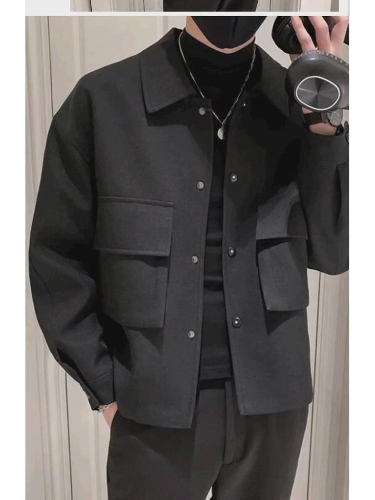 Мужская куртка осень 2023: Короткий, повседневный, легкий и зрелый стиль лацканов для весны и осени