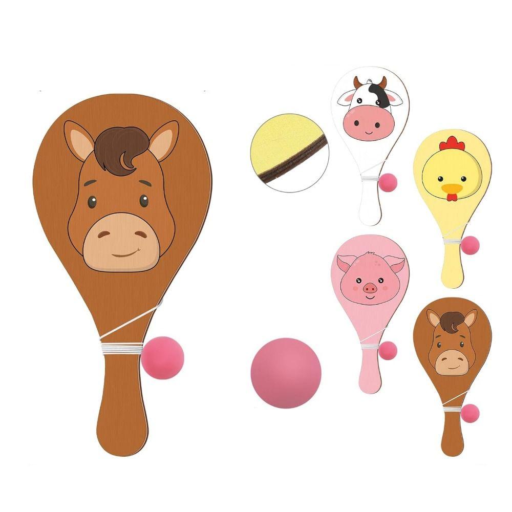 4Pcs Retro Paddle Ball Game Portable Wooden Target Ball Wooden Paddles with Ball Active Play