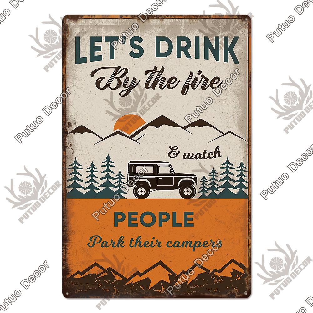 Decor Camping Tin Sign Vintage Plaque Metal Plate Retro Posters Wall Art Decor for Trip Car Home Living Room Unique Gift