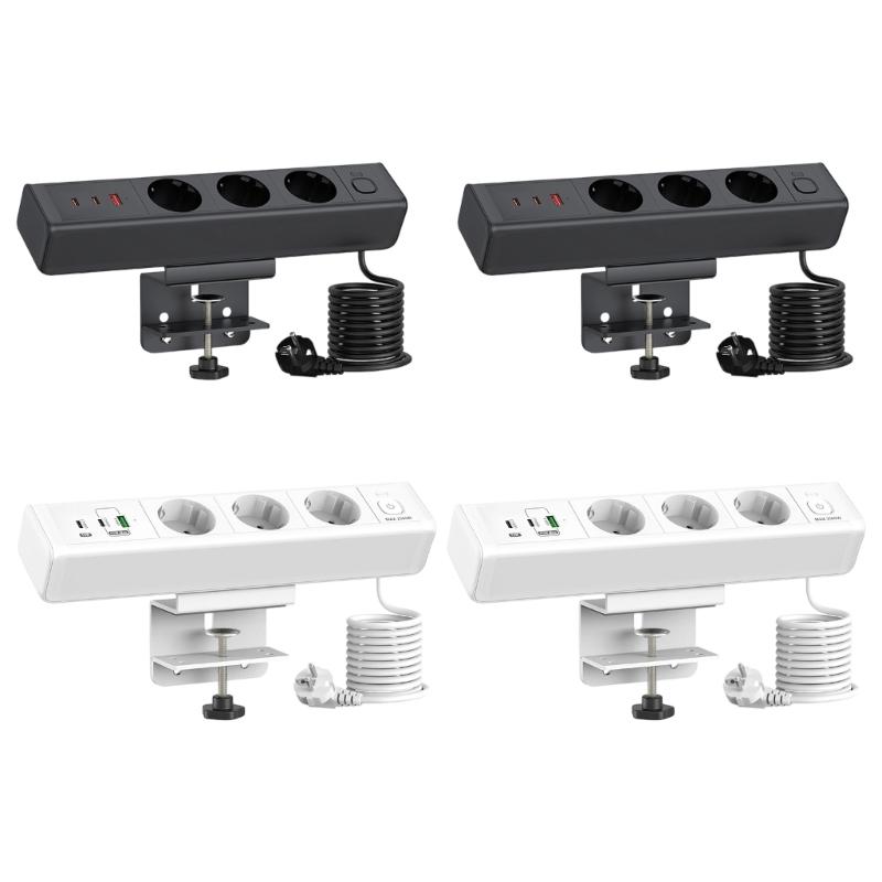 Стяжной кронштейн для удлинителей 3 розетки AC 3 порта USB PD18W/65W Хабы быстрой зарядки Кабель 1.8 метра для домашнего офисного стола