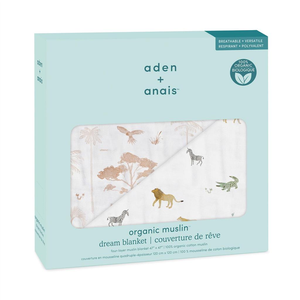 Aden anais японское настоящее safari dreams органическое одеяло мечты ADBO10007 120 x 120 см муслиновое хлопковое классическое одеяло мечты 1 шт. детское одеяло марля