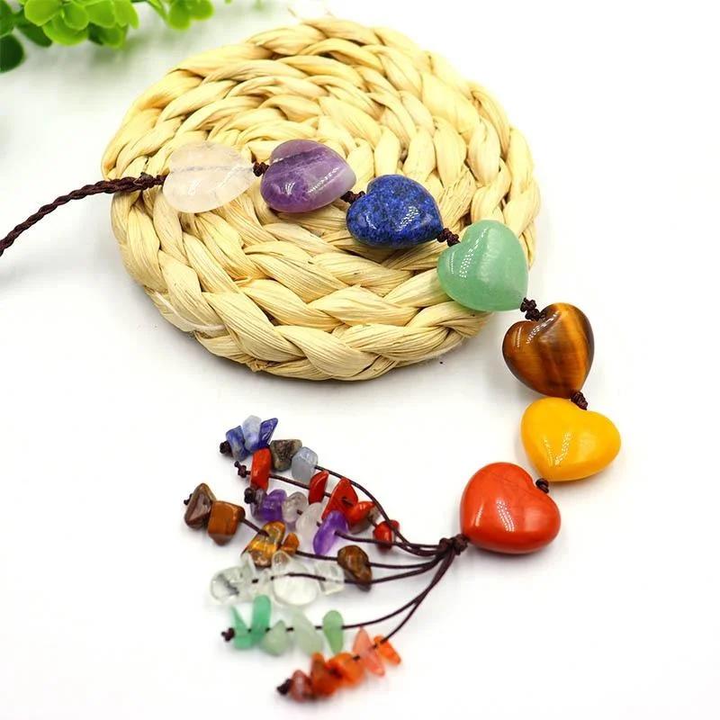 Natural Irregular Stone Pendant Heart Shaped Crystal Original Car Pendants Life Tree Dreamcatcher Handmade Hanging Decorations