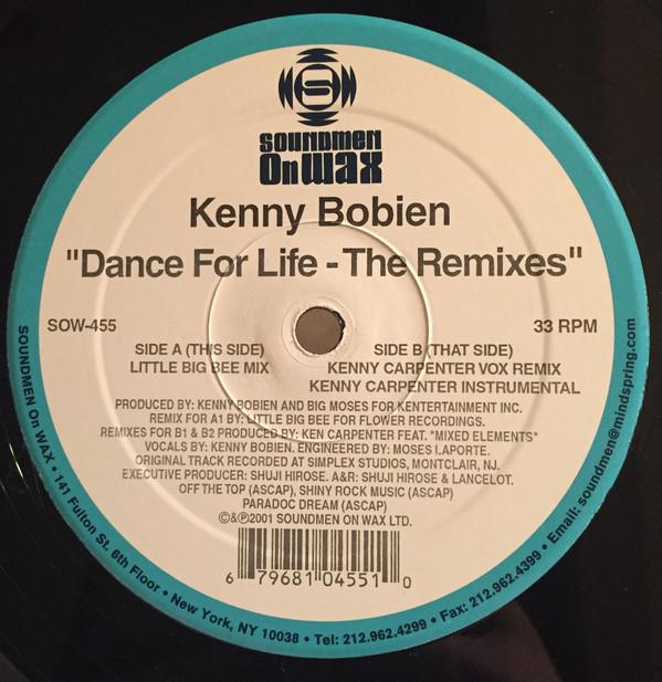 12-дюймовая пластинка KENNY BOBIEN Dance For Life Remixes SOW455 Soundmen On Wax 2002 США Танцевальная Электроника Б/у