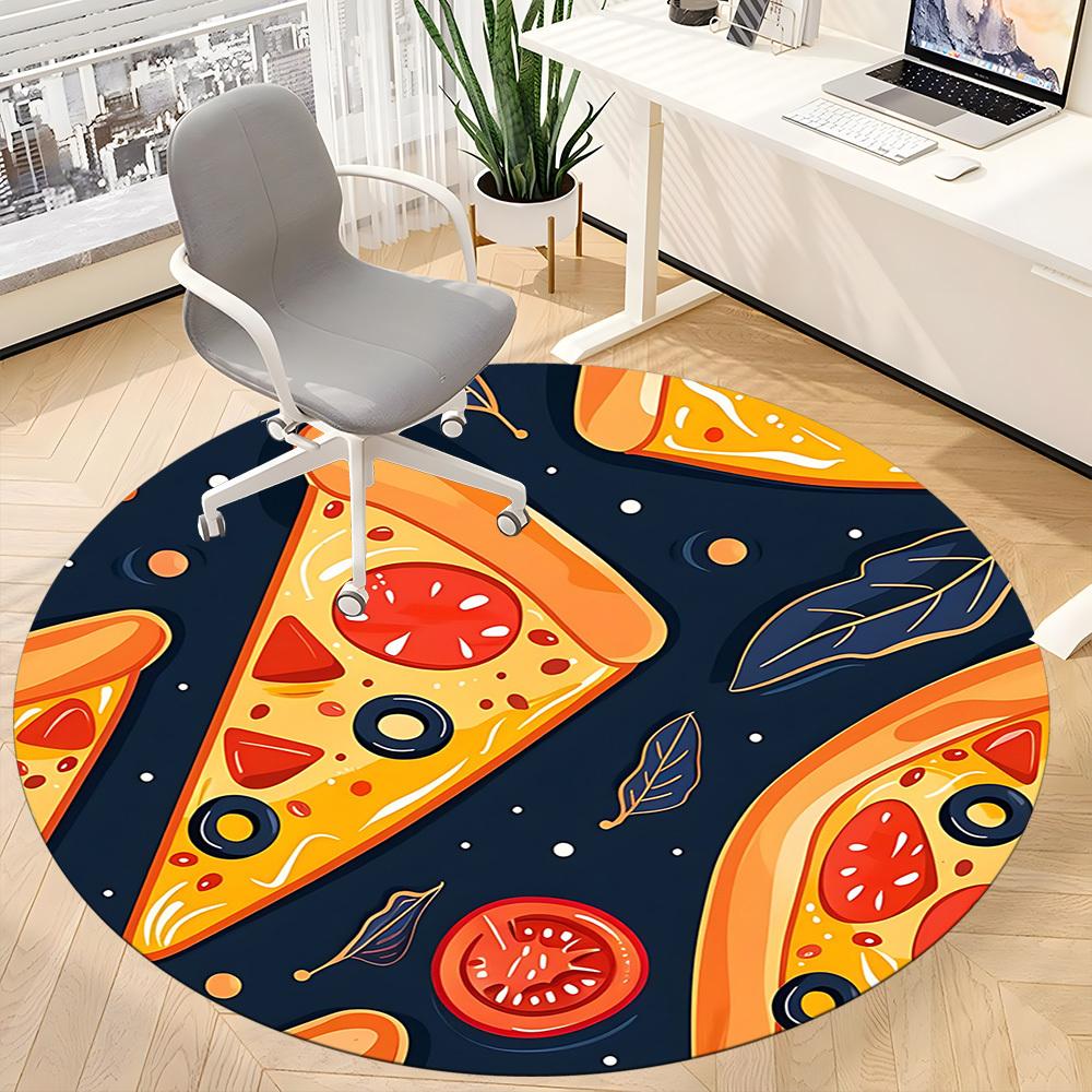 1pc Pizza Slice Office Round Area Rug, Indoor Mat Suitable For Office, Under Office Chairs Bedroom Living Room Home Decor, Room Deco