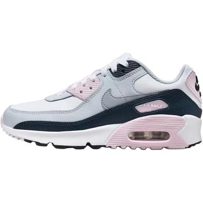 Air Max 90 Синтетическая кожа Устойчивая к истиранию Низкие детские кроссовки для бега Белый Розовый Подростки HF6358-104