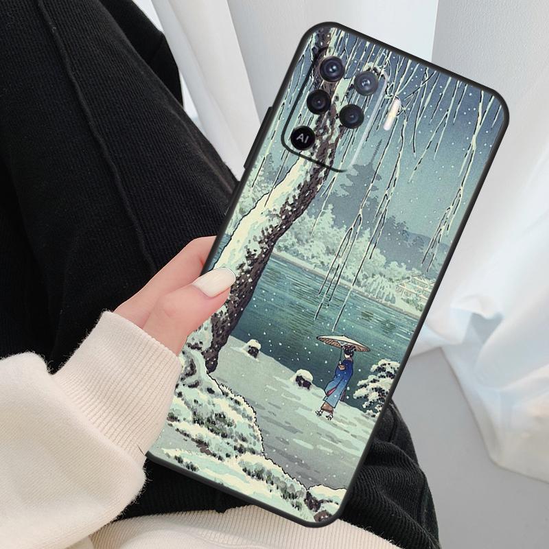 Японский чехол в стиле Укиё-э для Oppo A54 A74 A94 A18 A57 A17 A77 A38 A58 A78 A98 A80 A60 A40 A96 A76 A16 A15 A5 Pro