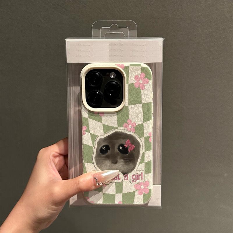 Phone Case For iPhone 17 16 15 14 13 12 11 Pro Max XS XR Plus 17 Air 16 17 Pro Soft Cover Cute Hamster Floral Green Plaid Design