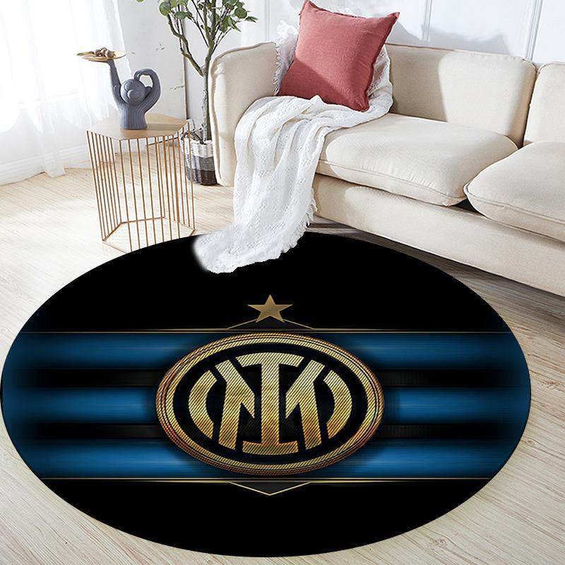 Круглый ковер Inter Milan, Ковер для гостиной, спальни, дивана, игровой комнаты, Нескользящий коврик для пола