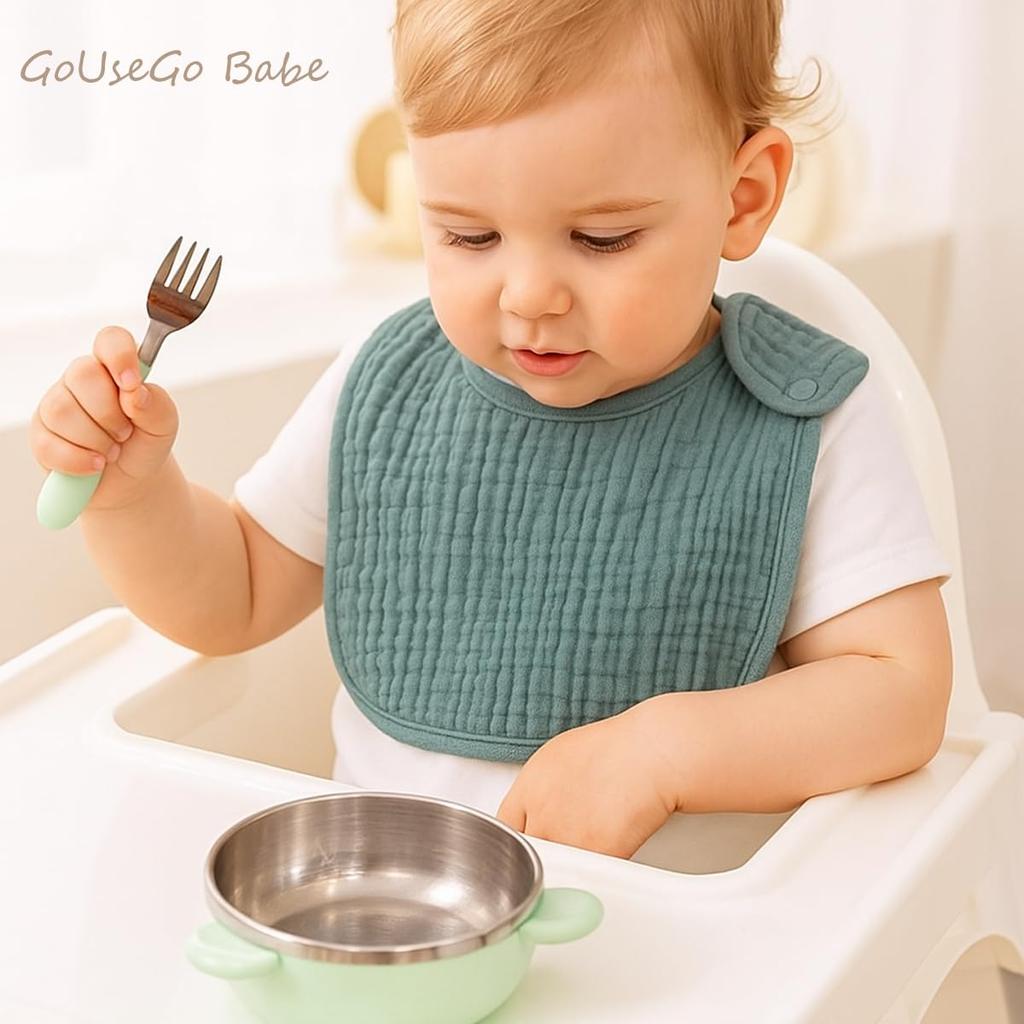 GoUseGo Baby Set of Solid Gauze Baby Bibs for Boys and Newborn Cotton Bibs In Natural and Muted Perfect for Baby Shower Gifts Bibs, 6, Girls, Colors,