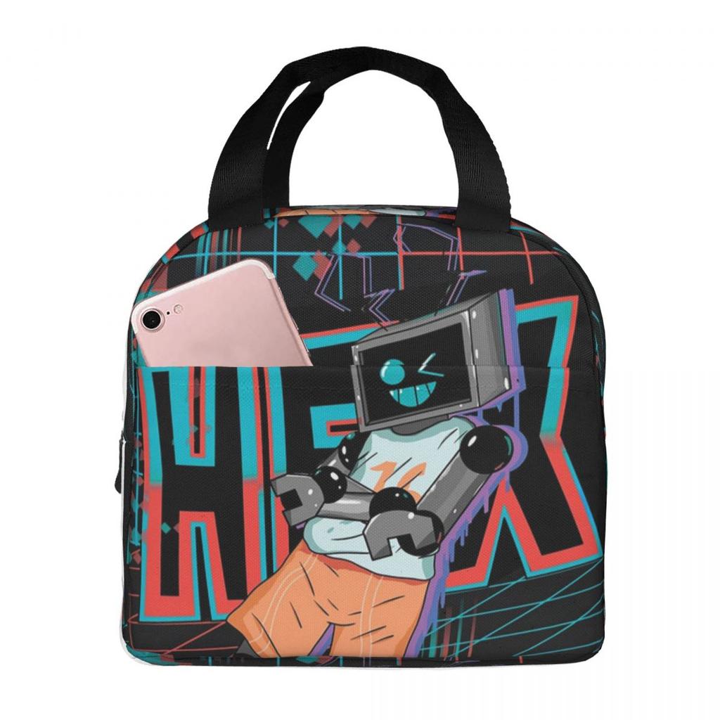 Insulated Lunch Bag for Kids School Cooler Thermal Food Box Tote Portable Lunch Boxes Container Fnf Hex Neon Artwork