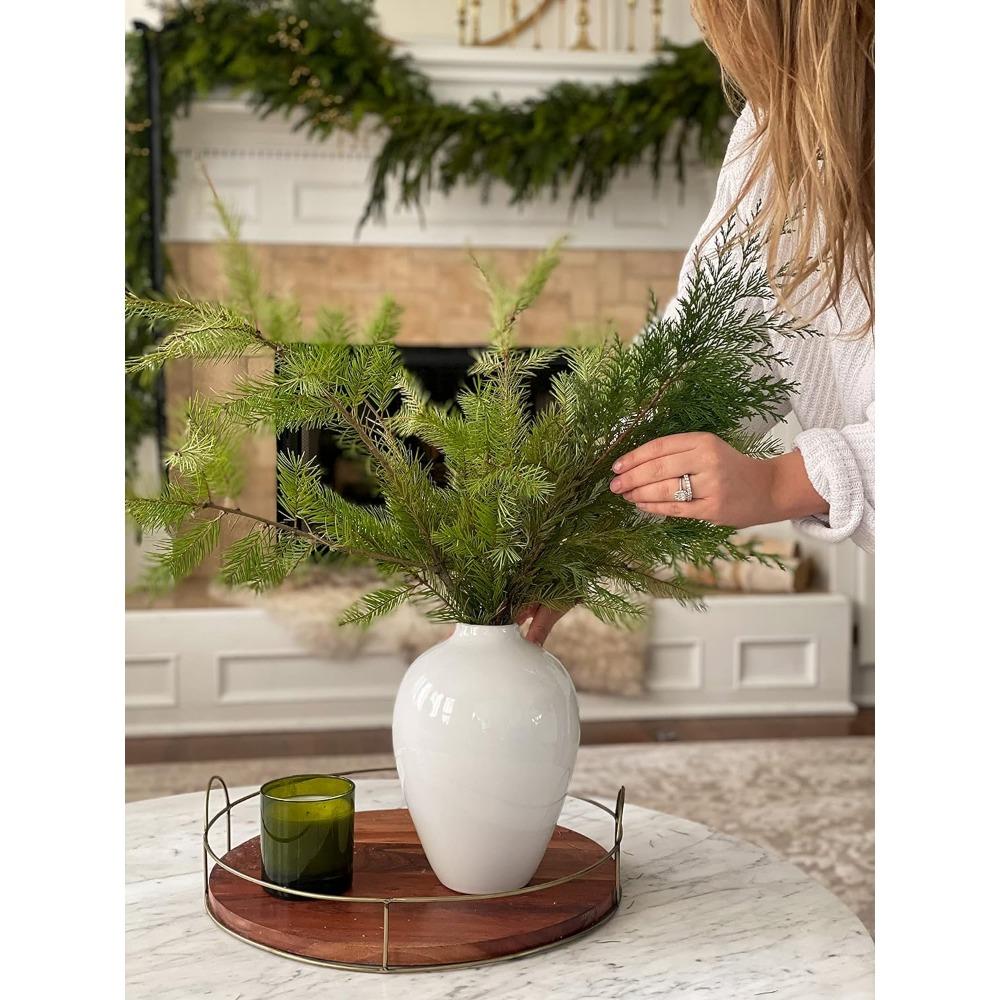 Фарфоровая ваза - белая керамическая ваза, 10 дюймов, современный дизайн для декора, стиль фермерского дома, большая ваза для пампасов, универсальная