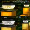 Outdoor Waterproof Solar Pillar Light Patio Garden Fence Gate Post Light 6X6 inch 600mAh Battery