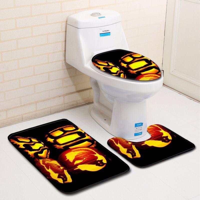 Thanksgiving Bathroom Toilet Three-Piece Floor Mat Doormat Bathroom Carpet