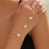 Gold Plated Golden-Plated Butterfly Charm Chain Link Bracelet - Vintage-Inspired Elegant Minimalist Jewelry for Women