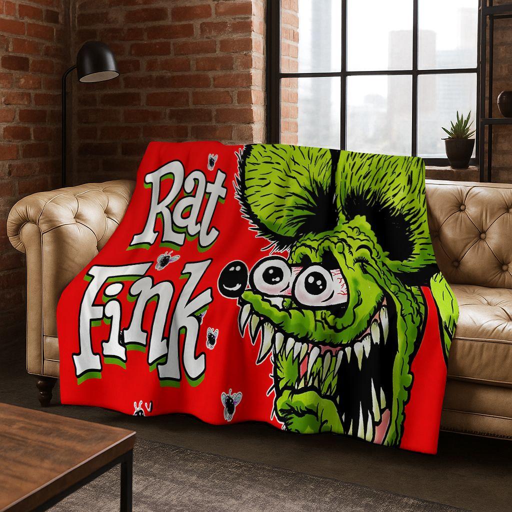 3D Бунтарский RAT FINK Автомобильный Знак Мультяшное Фланелевое Одеяло, Теплое и Уютное Мягкое Плед для Дома Спальни Кровати Дивана Покрывало для Пикника