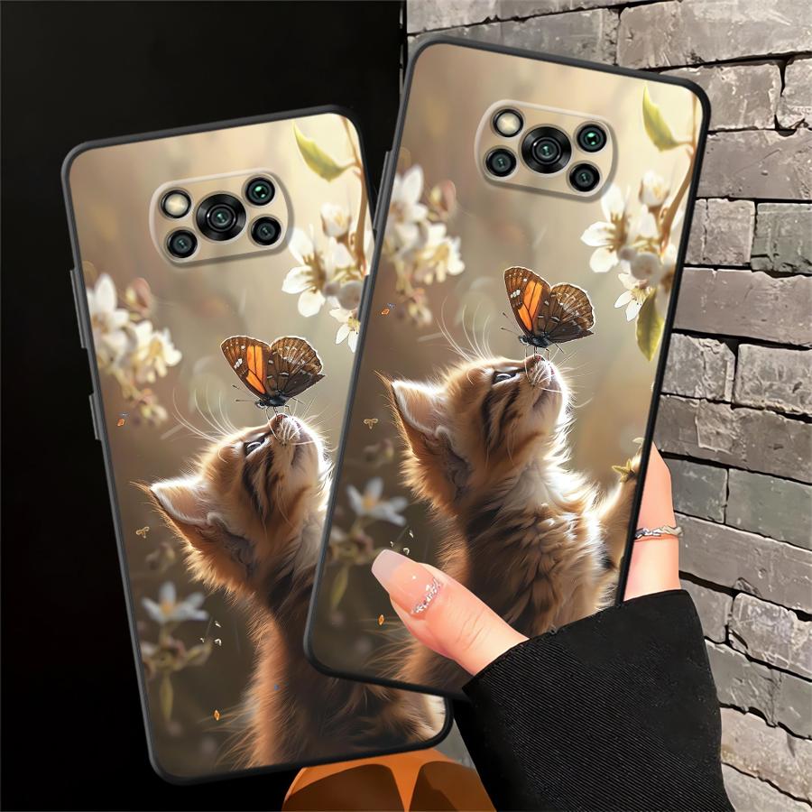 Чехол для телефона Funda для Xiaomi Poco F8 C50 M3 M4 M7 C75 F3 C71 F1 C61 M5 X3 X4 X5 X7 Pro Милый кот