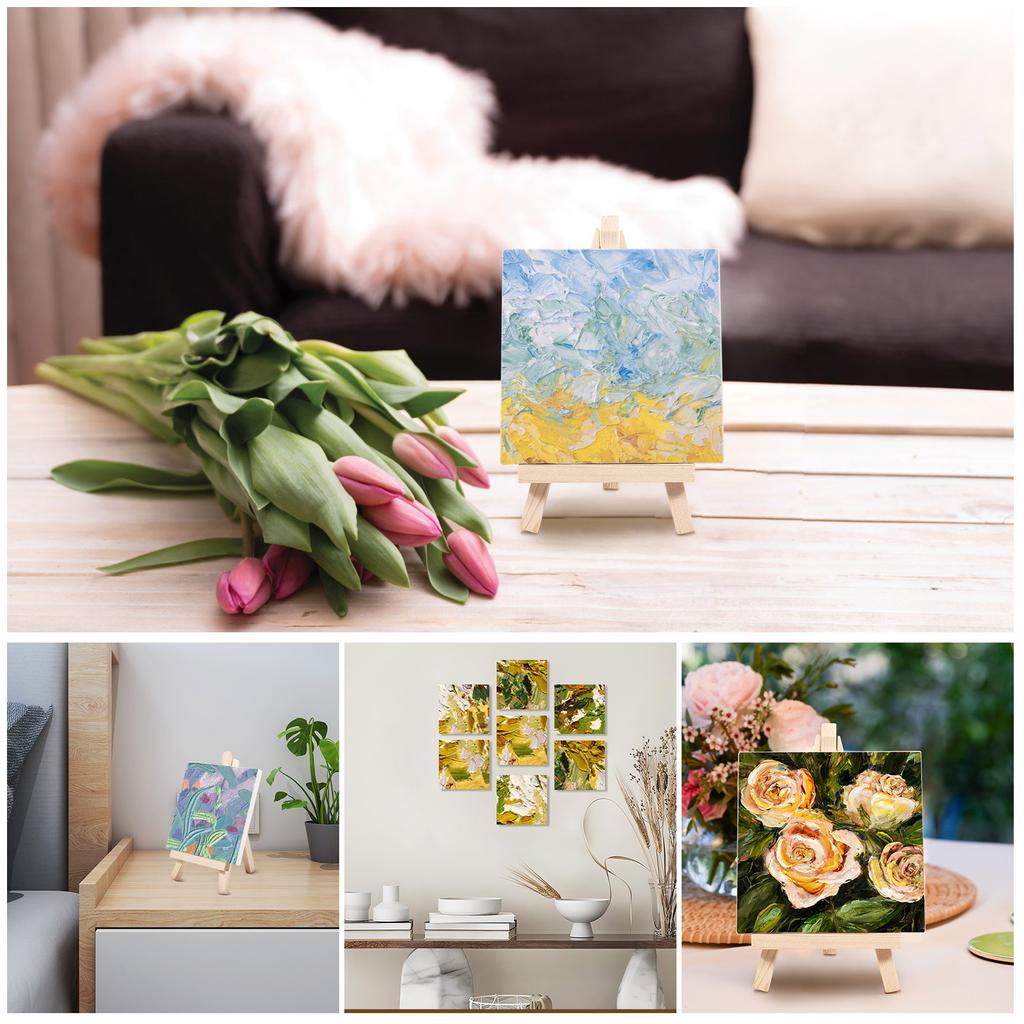 Набор мини-мольбертов из 14 штук, складной маленький деревянный настольный мольберт, держатель для детской живописи, арт-канцелярия для художников, детский подарок