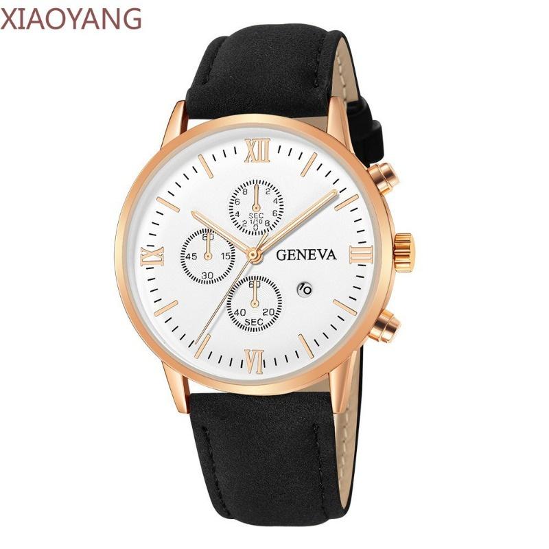 Novo Relógio casual Masculino De Quartzo Com Pulseira De Couro Mostrador
