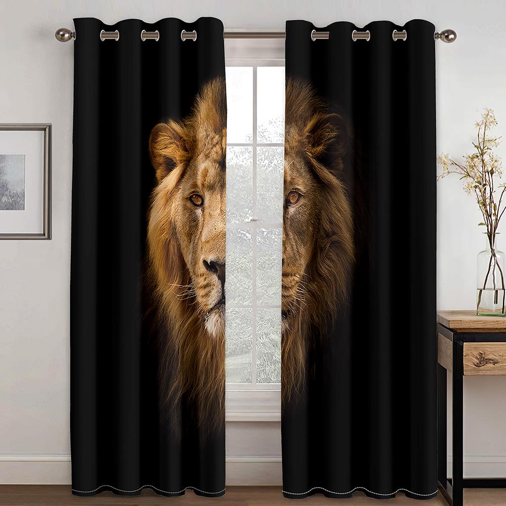 Cougar Wild Lion Tiger Wolf Animal Print Window Curtains for Kids Room Luxury Bedroom Hotel Home Decor Window Balcony Drapes