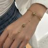 Fashion Shiny Zircon Teardrop Connected Finger Ring Bracelets for Women Crystal Tassel Link Chain Bracelet Party Jewelry