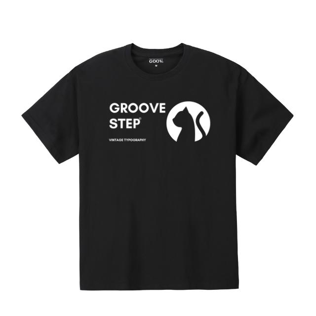 GROOVESTEP Черный Кот Свободная футболка с коротким рукавом S0007