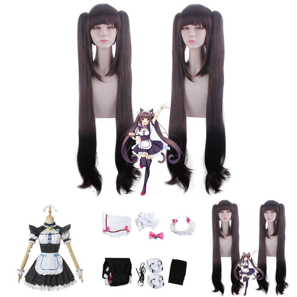 Nekopara Chocola Vanilla Костюм для косплея горничной-кошки Парик Дышащий Изысканное исполнение