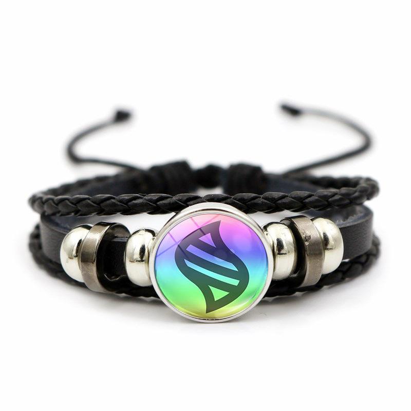 MINISO Аниме Мега Камень Покемон Снап Плетеный Кожаный Браслет 18мм Стеклянный Кабошон Регулируемый Браслет Ювелирное Украшение для Мальчиков Девочек Подарок
