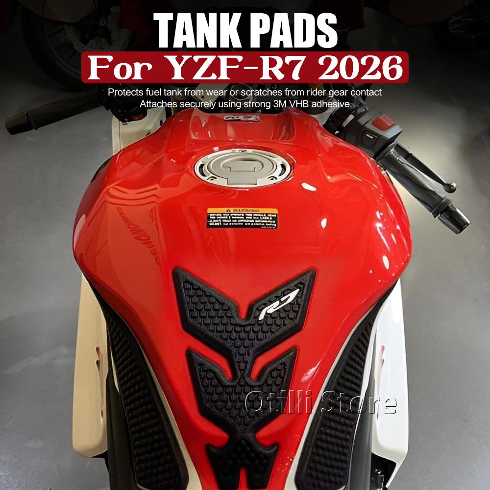 Накладки на бак мотоцикла для YAMAHA YZF R7 YZFR7 YZF-R7 2026 Новые наклейки на топливный бак Защита коленей Нескользящая накладка Комплект накладок на бак