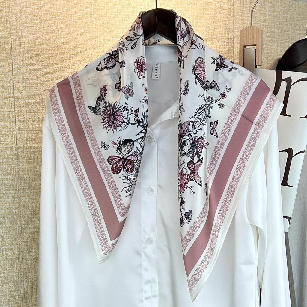 Early Spring 70 Plain Satin 100% Mulberry Silk Silk Scarf Medium Square Scarf Silk Scarf Shawl Versatile Scarf