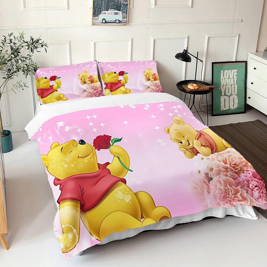 Comforter Winnie The Pooh Bear Bedding Set Queen With 3D Children'S Bedding Set Universal Suitable For Children