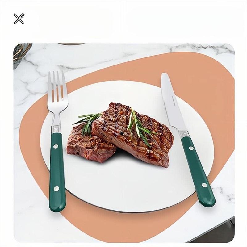 Набор из 20 предметов - Серебряные столовые приборы из толстой нержавеющей стали 304, Набор столовых приборов, Вилка и нож для стейка, Ложка, Десертная ложка, Чайная ложка, Вилка для фруктов (синий)