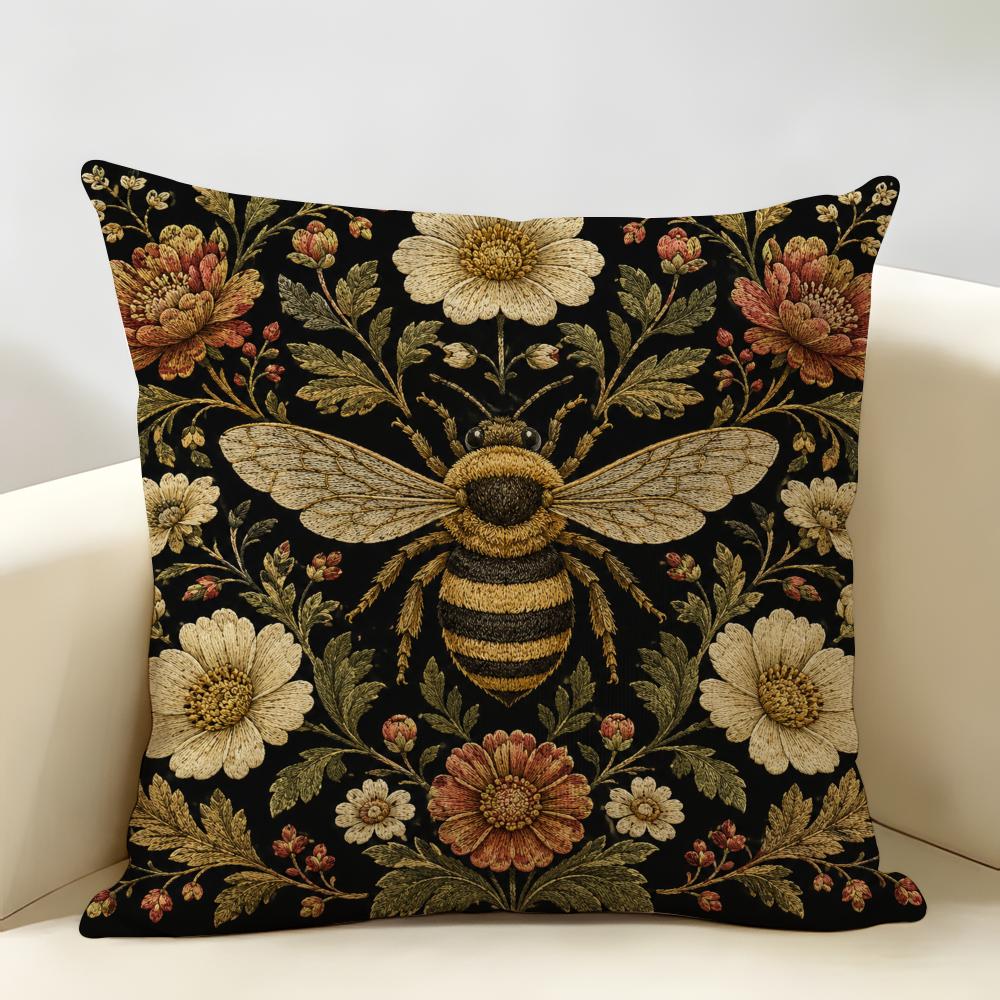 Classical Butterfly Animal Pattern Cushion Cover Durable Hypoallergenic Organic Linen Short Pillow Cover Washable