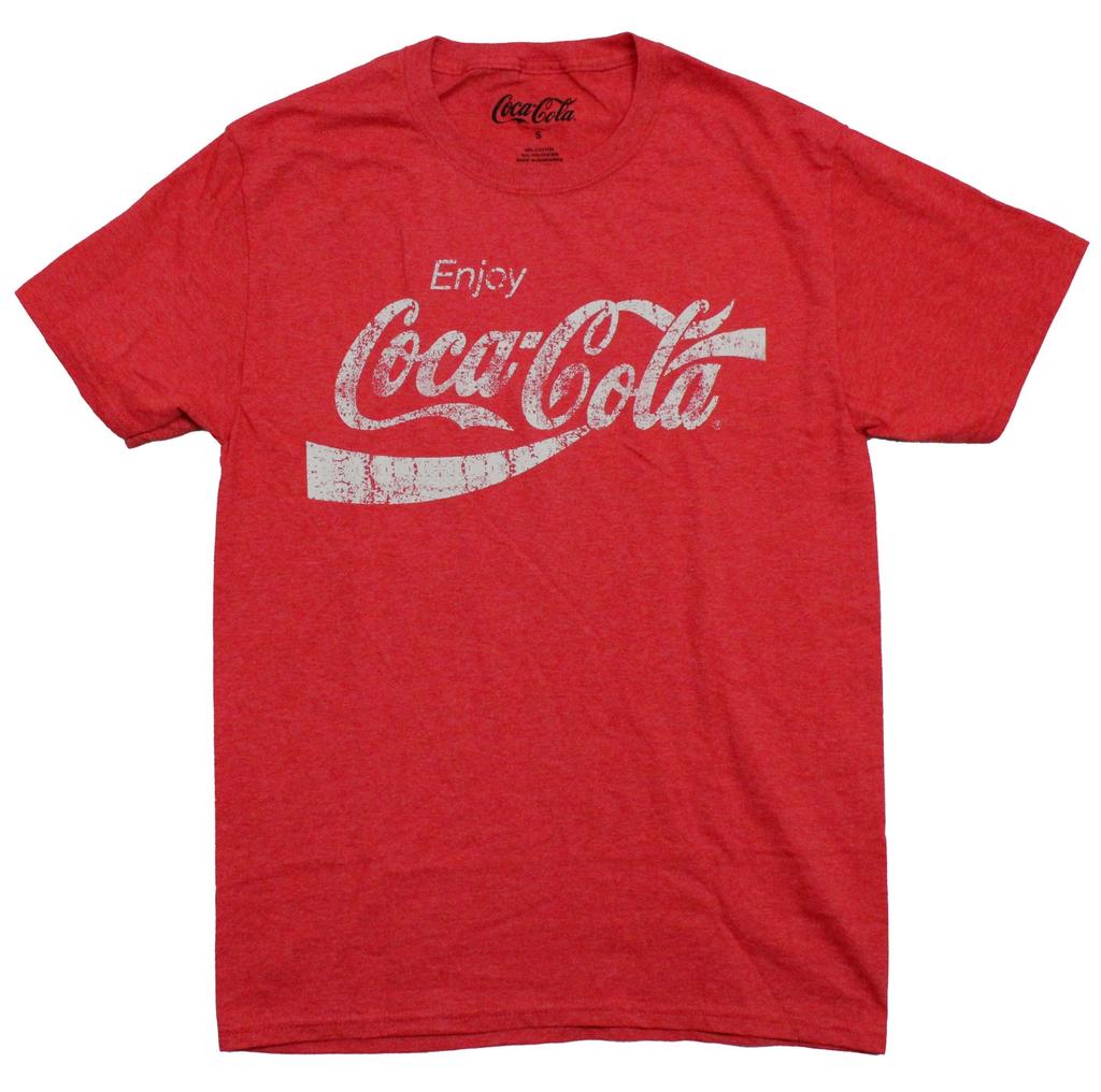 Новая футболка Coca Cola для взрослых - Классическая с потертым логотипом Enjoy