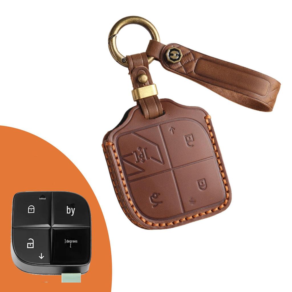 Чехол для ключа из натуральной кожи для 2023 Lynk & Co 08 - Индивидуальная сумка для защиты ключа автомобиля с пряжкой