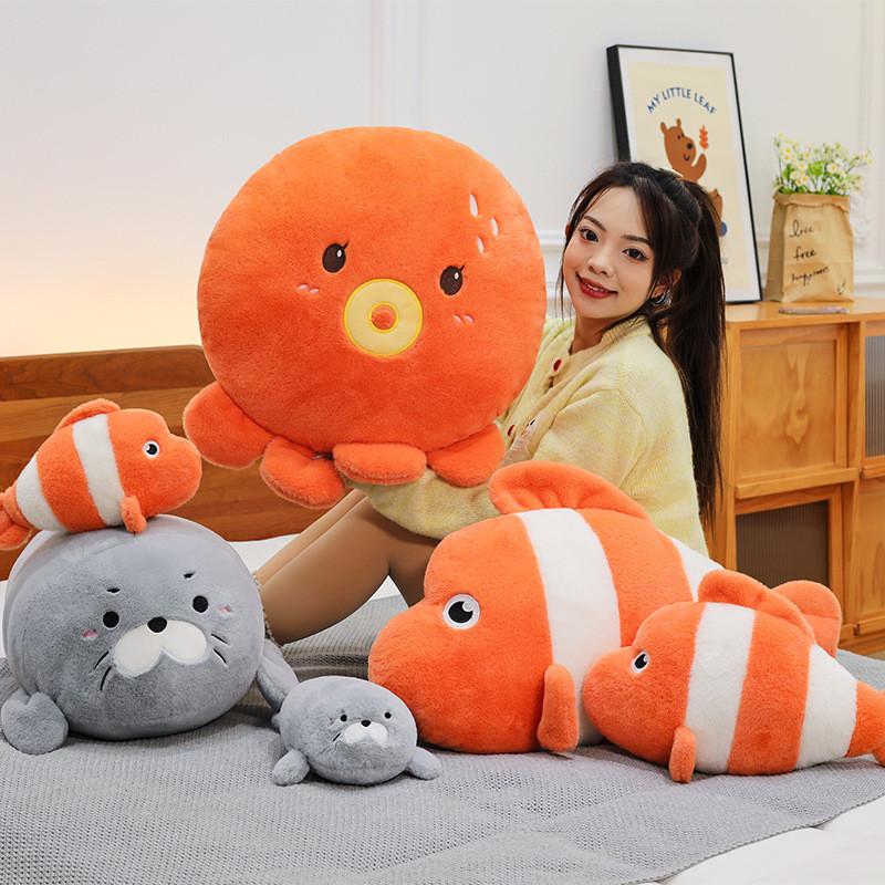 Octopus Seal Clownfish Marine Animal Plush Doll For Kids Bedroom Playtime And