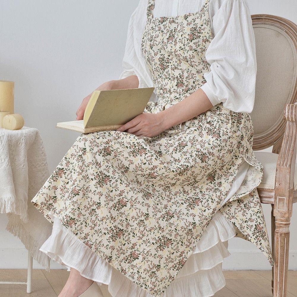 Кухонный фартук с цветочным принтом, элегантный фартук для уборки, фартук художника для цветочного магазина, сад