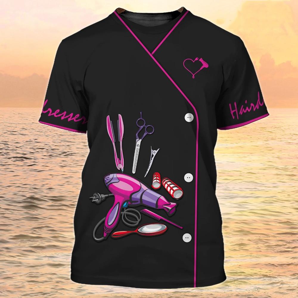 Новая летняя мужская футболка Funny Clothes Barber Graphic 3d футболка пуловер с коротким рукавом 2023 Hair Salon Cool Work Clothes Top 5xl