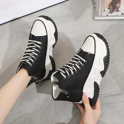 Современные ботинки на плоской подошве со шнуровкой, женские туфли высокого качества на весну/осень, с круглым носком и средним каблуком, с перекрестными шнурками