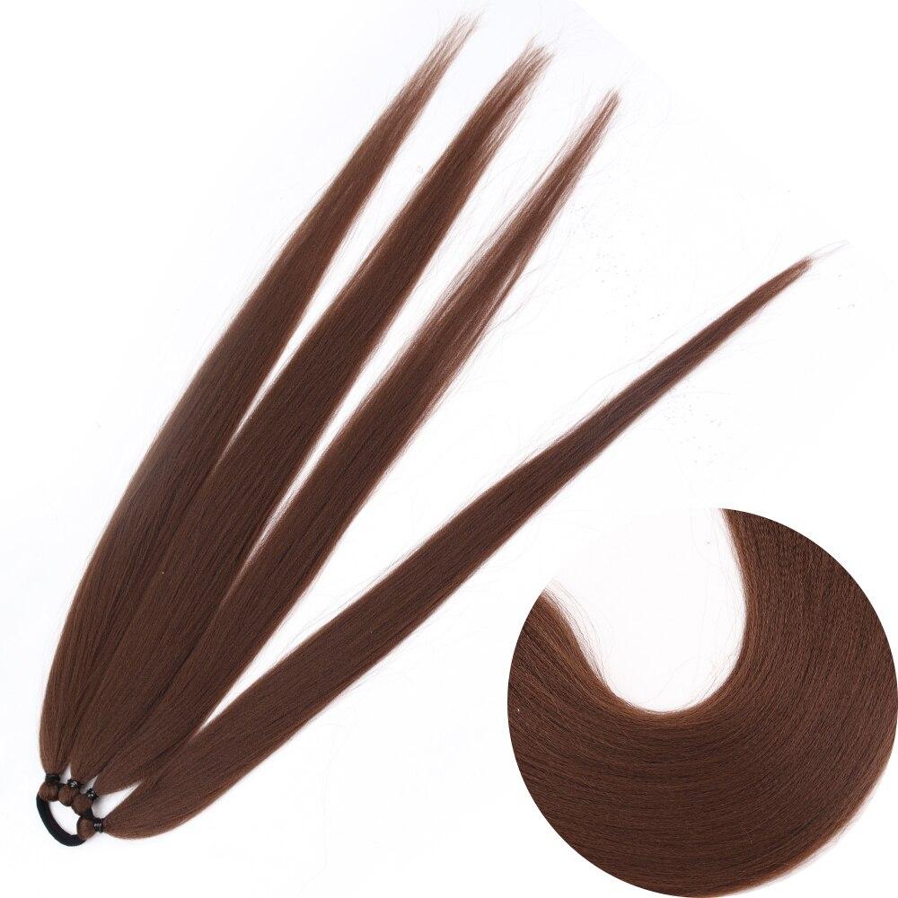 MISS WIG Ponytail Extensions Synthetic Boxing Braids Wrap Around Tail with Rubber Band Hair Ring 26 Inch DIY Brown Ombre Braid