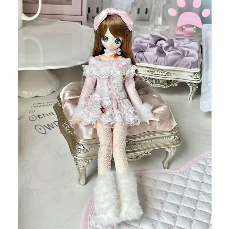 Doll Clothing Set Azone OB22 OB24 Huaque Sweet Dream Syndrome Type 6 - Gray Pink White Skirt Outfit