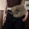 Retro Leather Fur Belt Punk Y2K Plush Waist Belt Personality Furry Waistband  Daily