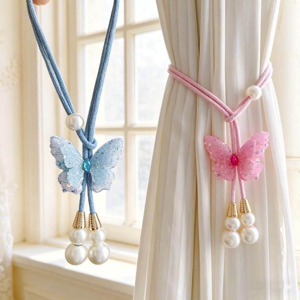 2PCS Creative Butterfly Curtain Tie Strap Adjustable Curtain Rope Curtain Tie Back Home Decor