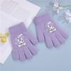 Children's Gloves Winter Warm Knitted Wool Plus Velvet Cartoon Five-finger Boys and Girls Cute Split-finger Student Writing