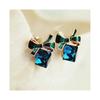 Fashion Gold Color Bowknot Cube Crystal Earrings for Women - Elegant Drop & Dangle Square Bow Earrings