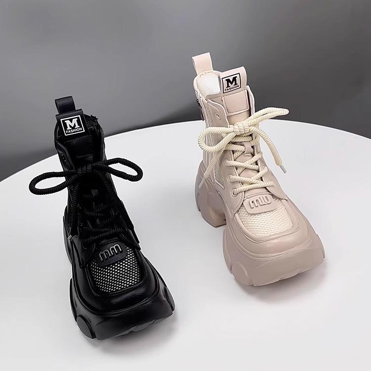 Женские сапоги Martin Gu Yunshu Mesh 2024 года, новые летние тонкие дышащие полые крутые сапоги на толстой подошве, короткие сапоги для женщин