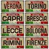 FJ Metal Tin Signs ITALY License Plate City State Tin Plaque Landmark Posters Wall Garage Bar Pub Decors